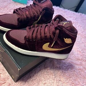 Velvet Jordan High top Air Force 1s